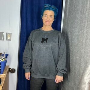 🥰NWOT |•GILDAN•| 'Border Collie Mom' Gray Soft Heavy Blend Sweatshirt Large